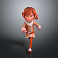 Female Elf Character With Red Hair Orange Pants And Brown Coat Running