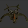 Sci-Fi Spaceship Model With Dual Engines Sleek Wings Metallic Body And Orange Accents