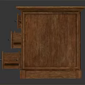 Classic Wooden Office Desk With Dark Blue Desktop And Multiple Storage Drawers
