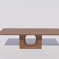 Modern Wooden Dining Table With Rectangular Top And Circular Cutout Base 3d model