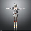 Cute Child Cartoon Character With Silver Hair White Outfit Red Bows And Open Arms