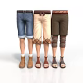 Casual Cotton Shorts In Blue Beige Brown With Comfortable Matching Shoes