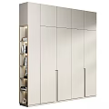 Modern White Dresser with Metal Handles Open Storage Shelves and LED Accent Lighting
