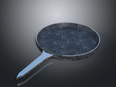 Modern Durable Frying Pan With Textured Surface And Blue Handle For Kitchen Cooking 3d model