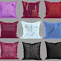 Decorative Throw Pillows With Various Patterns And Colorful Designs For Home Decor 3d model