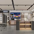 Modern Clothing Store Interior With Wooden Shelves Display Tables Mannequins And Pendant Lights