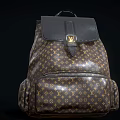Luxury Designer Backpack With Classic Monogram Pattern Black Leather Top And Gold Buckle