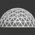 Transparent Geometric Grid Sphere Structure With Reflective Surface And Metal Frame Design