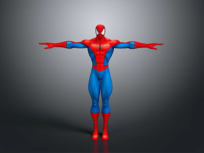 Spider Man 3D Character Model With Red And Blue Costume And Outstretched Arms 3d model