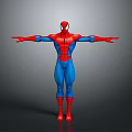 Spider Man 3D Character Model With Red And Blue Costume And Outstretched Arms