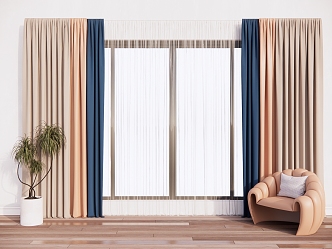 modern curtain cloth curtain 3d model