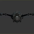 Futuristic Sci Fi Spaceship With Blue Energy Beam Connecting Two Sections Mechanical Details And Design