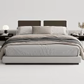Modern Double Bed With Upholstered Headboard Bedside Tables And Table Lamps 3d model