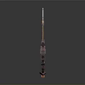 Glowing Fantasy Sword With Red Yellow Blade And Intricate Ornate Hilt Design