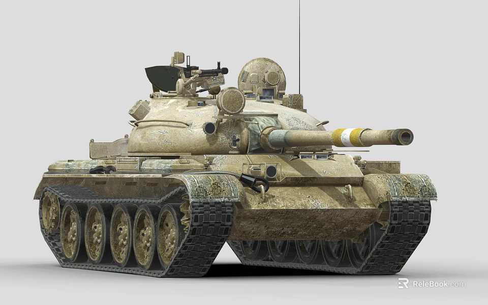 Military Tank With Desert Camouflage Main Cannon And Heavy Duty Treads 3d model 