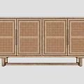Stylish Wooden Entryway Side Cabinet With Rattan Doors And Elevated Legs Minimalist Design