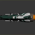 Sci Fi Spaceship Model In Green And White With Geometric Structure And Engine Details 3d model