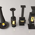 Modern Black Free Standing Fireplaces With Four Different Designs And Flames