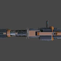 Futuristic Orange And Black Sci Fi Weapon With Mechanical Structure And Giant Barrel