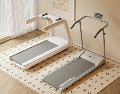 Home Gym Treadmills With Modern Design On Carpeted Floor Near Window And Artwork 3d model