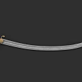 Detailed Historical Saber With Silver Curved Blade Golden Hilt And Black Handle On Dark Background
