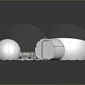 Modern Spherical Interior Design With Living Area Bedroom Sofa Bed And Furniture