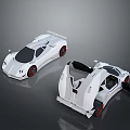 Sleek White Sports Cars With Aerodynamic Design Red Wheels And Open Doors