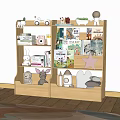 Kids Wooden Bookshelf With Storybooks Stuffed Animals Toys And Star Decor In Children Room
