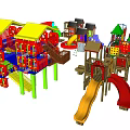 Colorful Multi Functional Kids Playground Equipment With Slides Climbing Structures Platforms And Towers