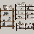 Middle Ancient Storage Rack Decorative Rack Storage Rack Wall Cabinet 3d model