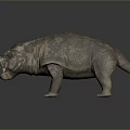 Realistic Prehistoric Creature Character Featuring Robust Body Textured Skin And Open Mouth Standing Pose