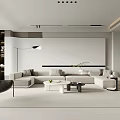 Modern Living Room Interior Design With Beige Sofa Black Chair And Coffee Table