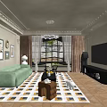 Elegant Classic Dining Room Interior With Round Table Woven Chairs And Pendant Light