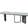 Modern Minimalist Rectangular Dining Table With White Marble Top And Black Metal Legs Sleek Design 3d model