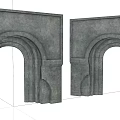 Stone Building Facade Design Featuring Arched Doorways And Classic Architectural Structure 3d model