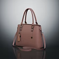Elegant Light Pink Leather Handbag With Top Handles Shoulder Strap And Tassel Detail