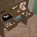 Neat Kitchen Countertop With Wooden Drawers Holding Kitchen Utensils Eggs Jars And Cutting Board