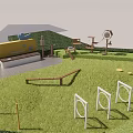 Pet Paradise Park Area With People Walking Pets Green Trees And Lush Greenery