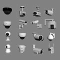 Modern surveillance camera monitor spherical camera infrared monitor probe monitoring combination 3d model
