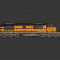 Vibrant Red And Yellow Train Locomotive With Shiny Metal Surface And Reflective Base