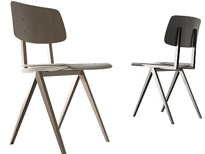 Modern Minimalist Leisure Chairs With Wooden Backrest And Metal Frame Comfortable Seats 3d model