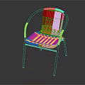 Modern Woven Chair With Brown Seat Backrest And Black Metal Frame