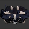 Futuristic Humanoid Mechanical Robot Character With Blue Armor Gold Accents And Shoulder Plates Design