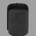 Modern Gray Velvet Round Ottoman Upholstered Stylish Comfortable Seating Furniture