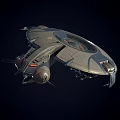 Futuristic Circular Spaceship 3D Model With Blue White Design And Transparent Cockpit