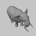 Gray Elephant With Long White Tusks Standing In 3D Model Pose 3d model