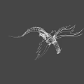 Fantasy Game Movie Character White Line Art Abstract Design Dynamic Pose Black Background