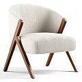 Beige Fabric Single Sofa With Modern Design Comfortable Seat And Wooden X Shaped Legs