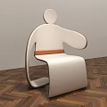 Modern Single Chair With Unique Human Shape Design White Leather And Metal Frame