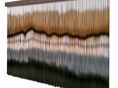 Woven Wall Hanging With Earth Tones And Wavy Textured Design For Modern Decor 3d model